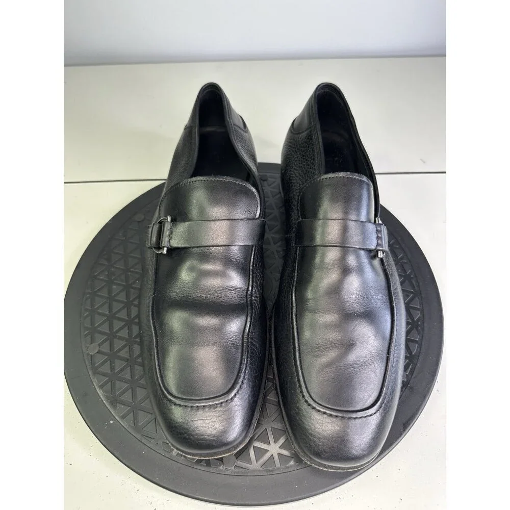 Salvatore Ferragamo Mens Horse Bit Loafers Size 7.5 EE Black Leather